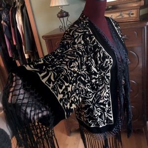 Tunic, Elegant,Velvet burnout, fringe